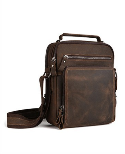 Leather Backpack Vintage - Erkek Vintage Vahşi At Derisi Tek