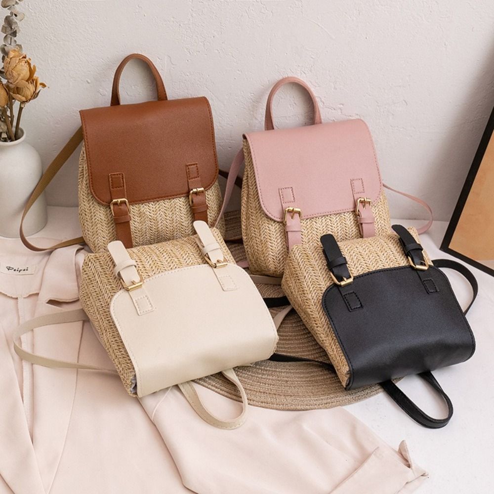 Leather Backpack Vintage - Trend PU Deri Hasır Sırt Çantası