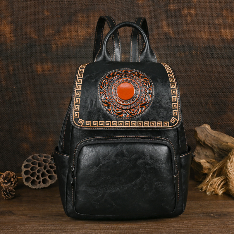 Leather Backpack Vintage - Johnature 2026 Yeni Vintage El Yapımı