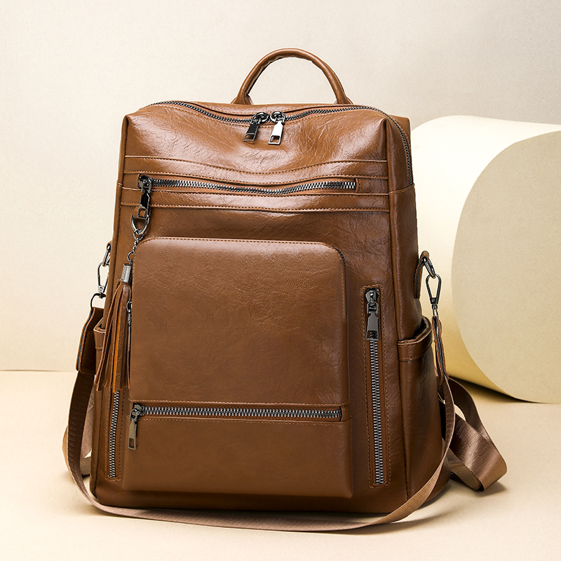 Leather Backpack Vintage - Vintage Deri Görünümlü Sırt Çantası Seti